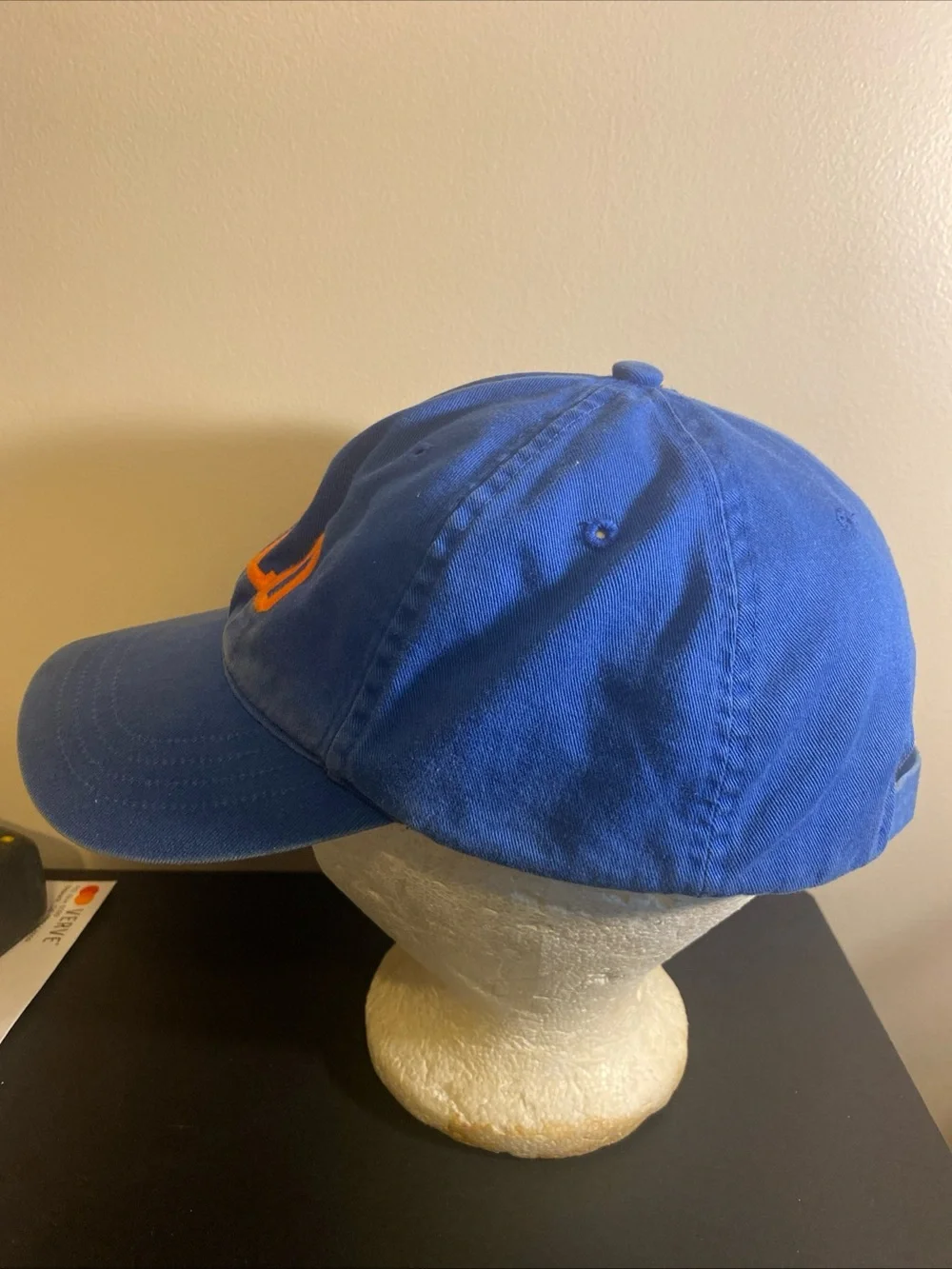 Vintage Polo Ralph Lauren Sport Spellout Hat Blue Orange Strapback Cap 90s